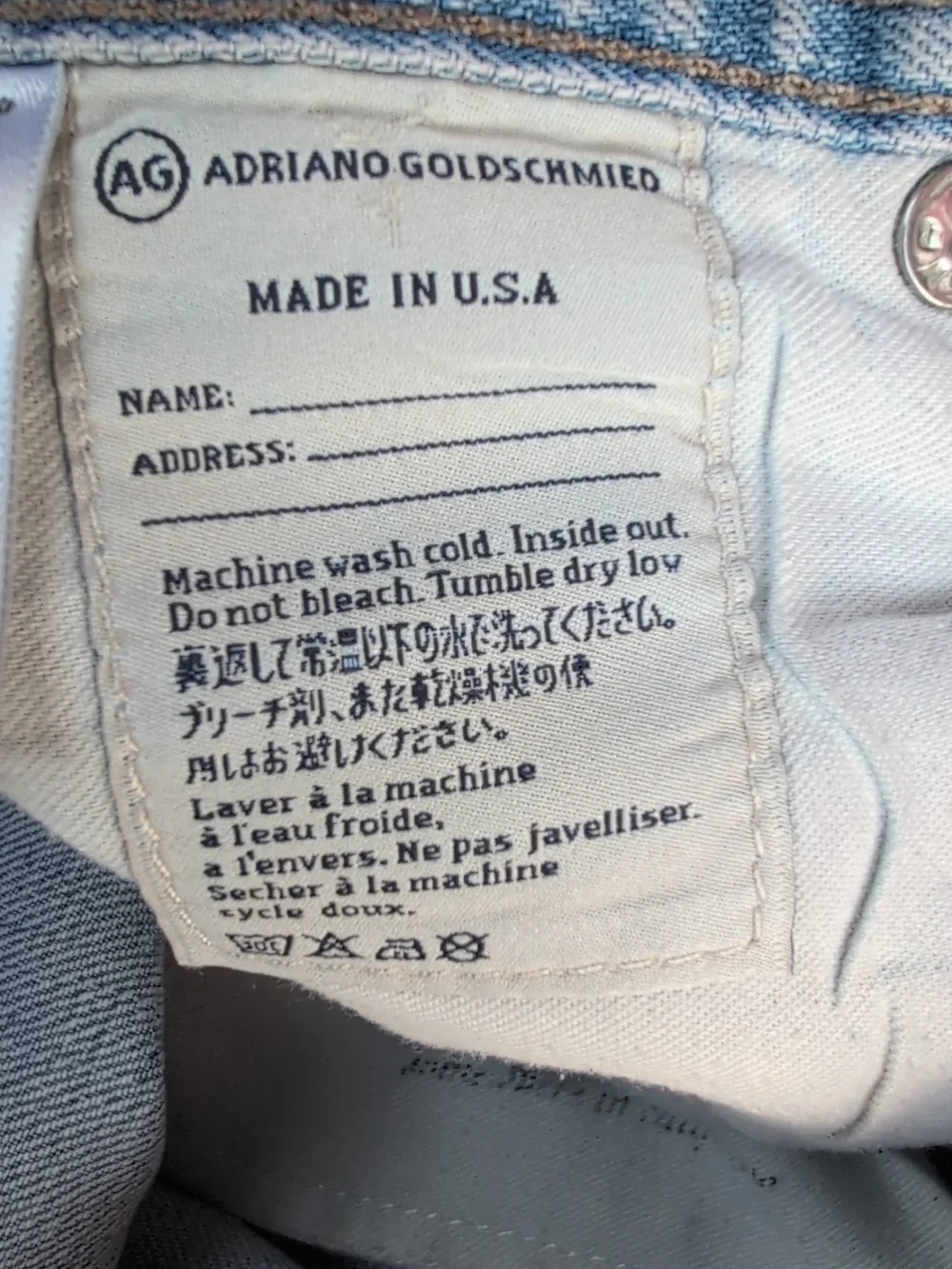 AG Adriano Goldschmied Pants Mens 33x33 Blue The Graduate Tailored Leg Denim USA